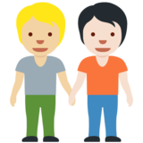 手牵手:中浅肤色,浅肤色emoji素材一 160x160像素