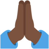 双手合十、祈祷的手:深色肤色emoji素材一 160x160像素