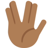 手指分开的手礼:中黑肤色emoji素材一 160x160像素