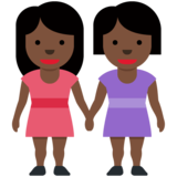 女性牵手:深色肤色emoji素材一 160x160像素