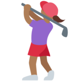 女子高尔夫:中黑肤色emoji素材一 160x160像素