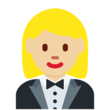 穿燕尾服的女人:中等浅肤色emoji素材一 160x160像素
