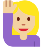 举手的女人:中等浅肤色emoji素材一 160x160像素