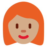 女性:中等肤色,红发emoji素材一 160x160像素