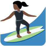 女子冲浪:深色肤色emoji素材一 160x160像素