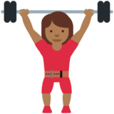 女性举重:中等深色肤色emoji素材一 160x160像素