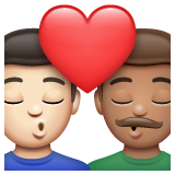 亲吻: 男人男人较浅肤色中等肤色emoji素材一 160x160像素