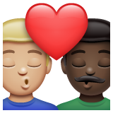 亲吻: 男人男人中等-浅肤色较深肤色emoji素材一 160x160像素