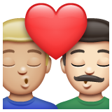 亲吻: 男人男人中等-浅肤色较浅肤色emoji素材一 160x160像素