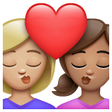 亲吻: 女人女人中等-浅肤色中等肤色emoji素材一 160x160像素