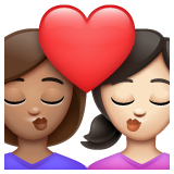 亲吻: 女人女人中等肤色较浅肤色emoji素材一 160x160像素