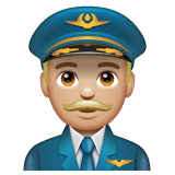 男飞行员:中浅肤色emoji素材一 160x160像素