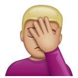 单手捂脸的男人:中等浅肤色emoji素材一 160x160像素