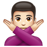 打“不”手势的男人:浅肤色emoji素材一 160x160像素