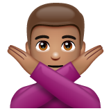 打“不”手势的男人:中等肤色emoji素材一 160x160像素