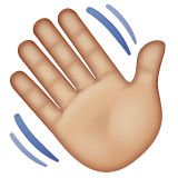 挥手:中浅肤色emoji素材一 160x160像素