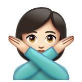 打“不”手势的女人:浅肤色emoji素材一 160x160像素