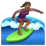 女子冲浪:中黑肤色emoji素材一 160x160像素