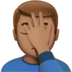 苹果系统里的单手捂脸的男人：中等肤色emoji表情