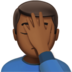 苹果系统里的单手捂脸的男人:中等深色肤色emoji表情