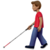 苹果系统里的拿拐杖的男人:中等肤色emoji表情