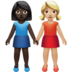 苹果系统里的女性牵手:深色肤色,中浅肤色emoji表情