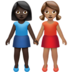 苹果系统里的女性牵手:深色肤色,中等肤色emoji表情