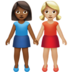 苹果系统里的女性牵手：中暗肤色，中浅肤色emoji表情