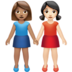 苹果系统里的女性牵手:中等肤色,浅肤色emoji表情