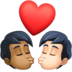 Facebook上的亲吻: 成人成人中等-深肤色较浅肤色emoji表情