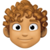 Facebook上的男士:中等肤色,卷发emoji表情