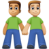 Facebook上的男士牵手：中等肤色，中等肤色emoji表情