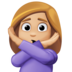 Facebook上的打“不”手势的女人:中等浅肤色emoji表情