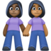 Facebook上的女性牵手:深色肤色,中深色肤色emoji表情