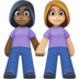 Facebook上的女性牵手:深色肤色,中浅肤色emoji表情