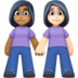 Facebook上的女性牵手:中深色肤色,浅色肤色emoji表情
