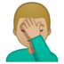 安卓系统里的单手捂脸的男人：中等浅肤色emoji表情