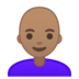 安卓系统里的女性：中等肤色，秃顶emoji表情