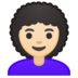 安卓系统里的女:肤色浅,卷发emoji表情