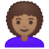 安卓系统里的女性：中等肤色，卷发emoji表情