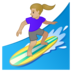 安卓系统里的女子冲浪：中浅肤色emoji表情