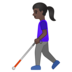 安卓系统里的拿拐杖的女人：深色肤色emoji表情