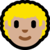 Windows系统里的男士:中浅肤色,卷发emoji表情