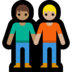 Windows系统里的手牵手：中等肤色，中等肤色emoji表情
