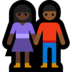 Windows系统里的男女牵手:深色肤色,中深色肤色emoji表情