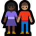 Windows系统里的男女牵手：深色肤色，中等肤色emoji表情
