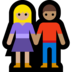 Windows系统里的男女牵手:中浅肤色,中浅肤色emoji表情