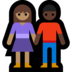 Windows系统里的男女牵手：中等肤色，深色肤色emoji表情