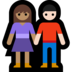 Windows系统里的男女牵手：中肤色，浅肤色emoji表情