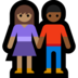 Windows系统里的男女牵手：中肤色，中深色emoji表情